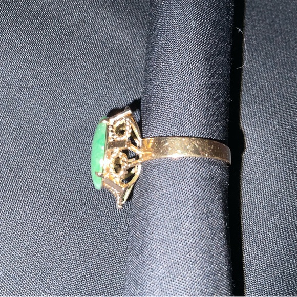 Ring, Nephrite Jade and 14k gold - Picture 6 of 14